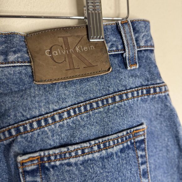 Calvin Klein Skirt Womens 11 Denim Button Front High Waist Mini y2k Style retro - Picture 9 of 10